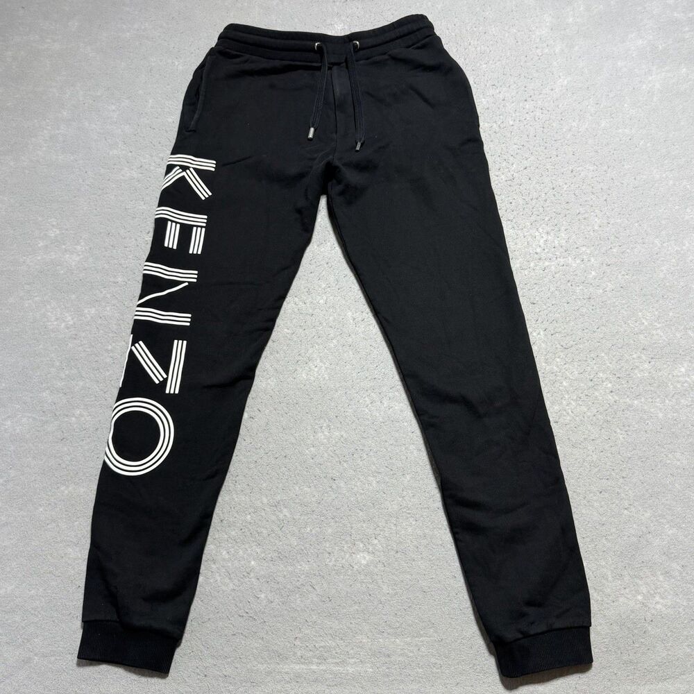 KENZO Paris Jogger Pants Men’s Size Small Black 100% Cotton Logo Drawstring
